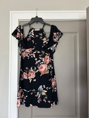 First Love Floral Cold-Shoulder Dress